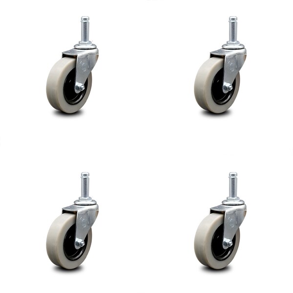 3 Inch Thermoplastic Wheel 1-3/8 Inch Grip Ring Stem Caster SCC, 4PK